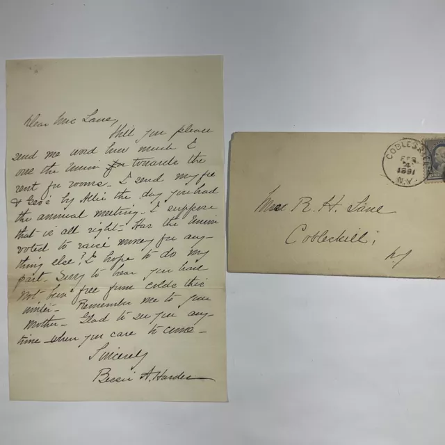 1891 Cobelskill, New York Franklin Stamp Envelope with Personal Letter R.H. Lane