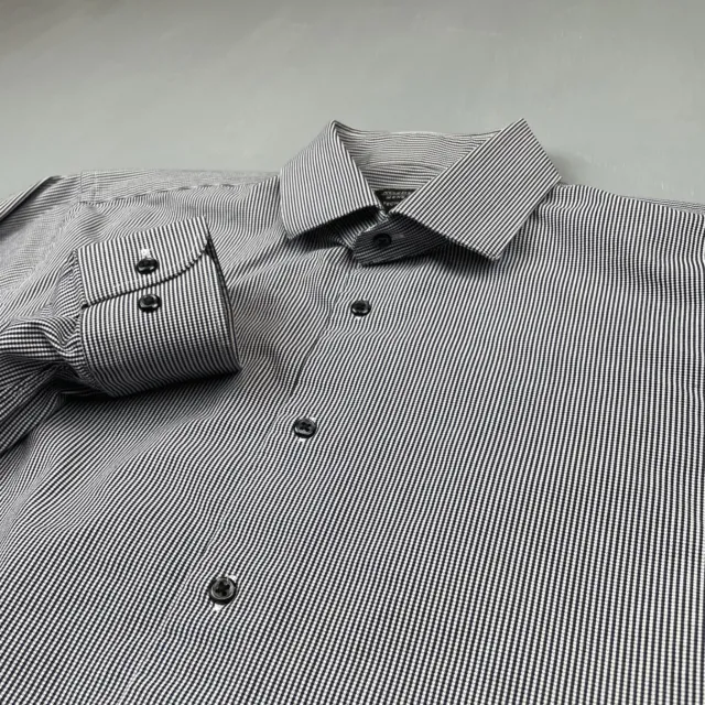 Nordstrom Shirt 16 36/37 Tech Smart Trim FIt Gray Black Pinstripe  Men's Shop