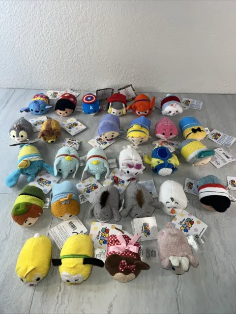 BNWT Tsum Tsum Plush Lot Of 28 Various Characters 3.5” Disney Bambi Stitch Dumbo