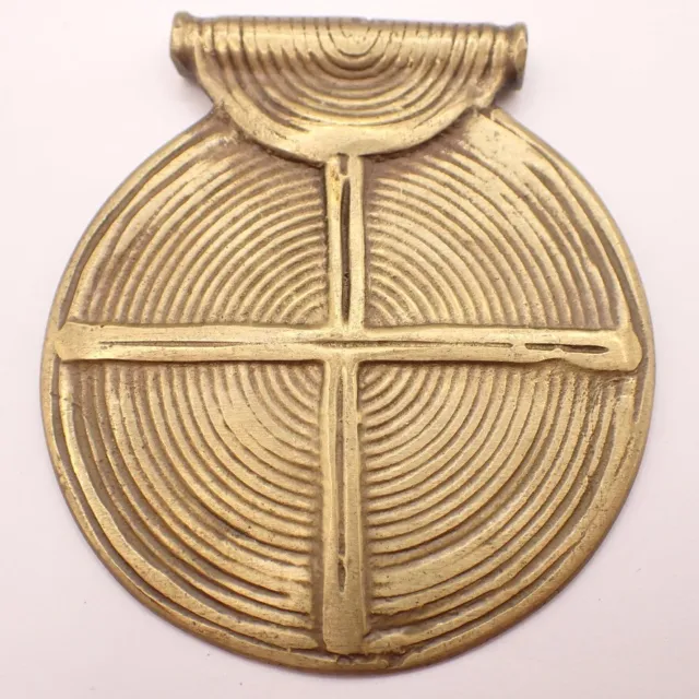 large brass bronze tribal necklace pendant lost wax Ivory Coast African trade