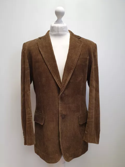TT290 MENS CEDAR Wood State Brown Corduroy Collared Blazer Suit