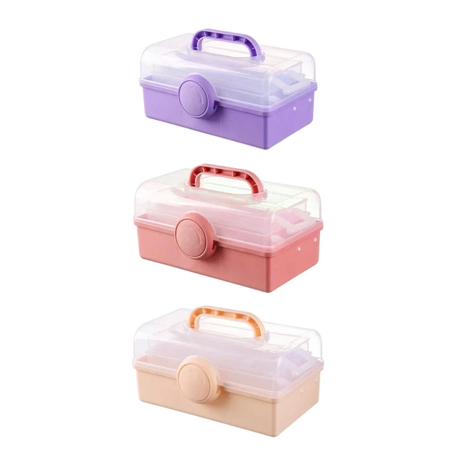 Folding Tool Box Three Layer Storage Box for Painting Supplies Nails Making Sets