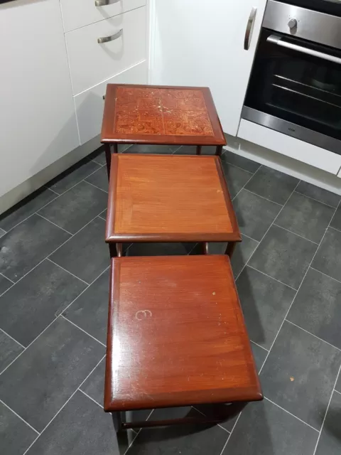 Nest Of 3 Tables E Gomme G Plan Fresco Teak Tile Top Vintage or Boho style 2