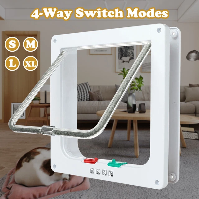 LOCKABLE CAT DOOR 4Way Locking Cat Corridor Weatherproof Interior Pet