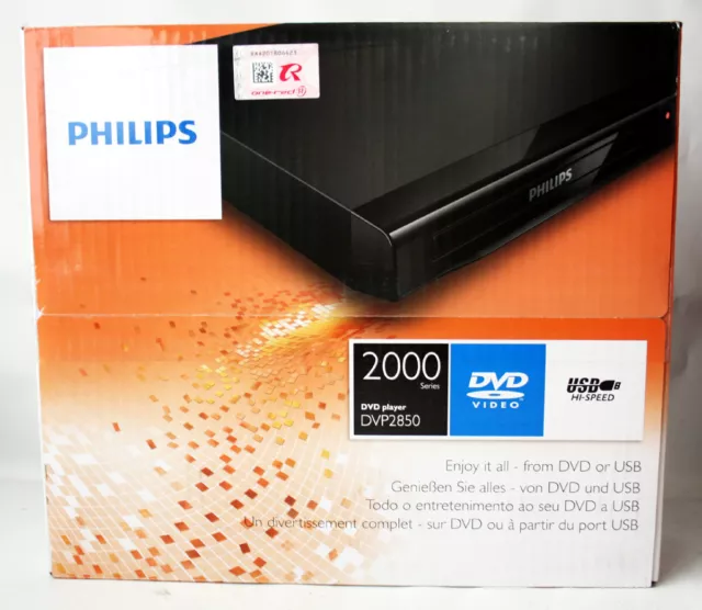 PHILIPS 2000 SERIES DVD Player DVP2850 USB DivX ULTRA 2014 NEW SEALED !