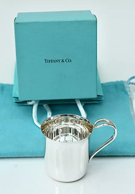 Beautiful Tiffany Co 925 Sterling Silver Childs Cup, No Monogram Boxed & Pouch.