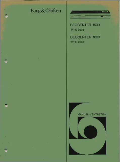 Service Schematics for Bang Olufsen Beocenter 1500 (2603), Beocenter 1600 (2606)