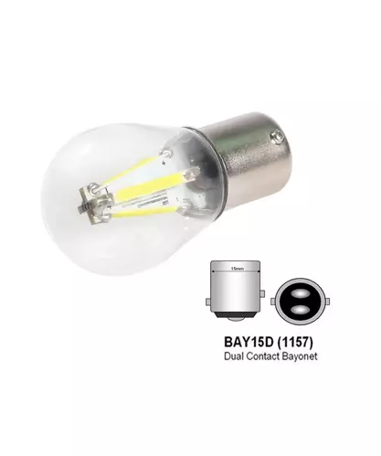 1 ampoule LED BAY15D P21/5W pour feux de stop Filament COB 6000K Blanc 12V