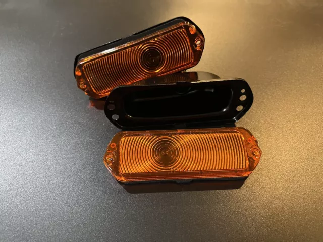 1963 Chevrolet Impala Biscayne BelAir Parking Light Housing and Amber Lens Pair