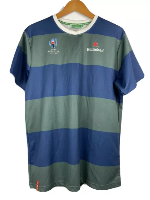 Rugby World Cup Japan 2019 Jersey Shirt Blue & Green Striped Heineken Size XL