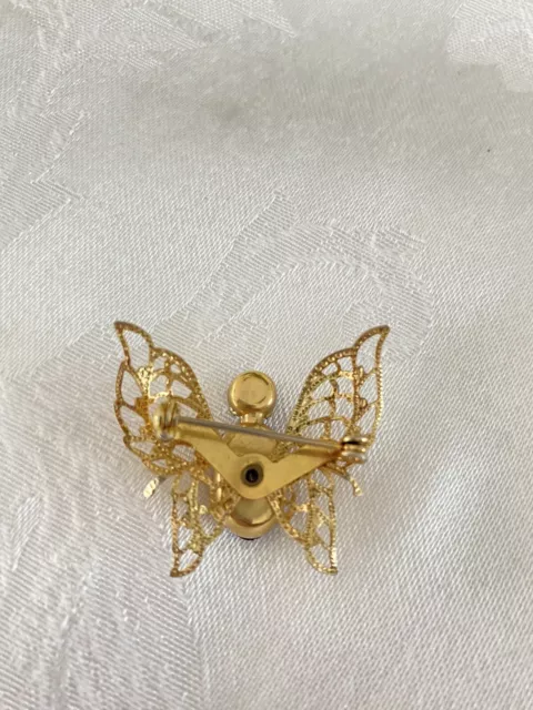VINTAGE GOLD TONE Filigree Amethyst Butterfly Brooch $9.99 - PicClick