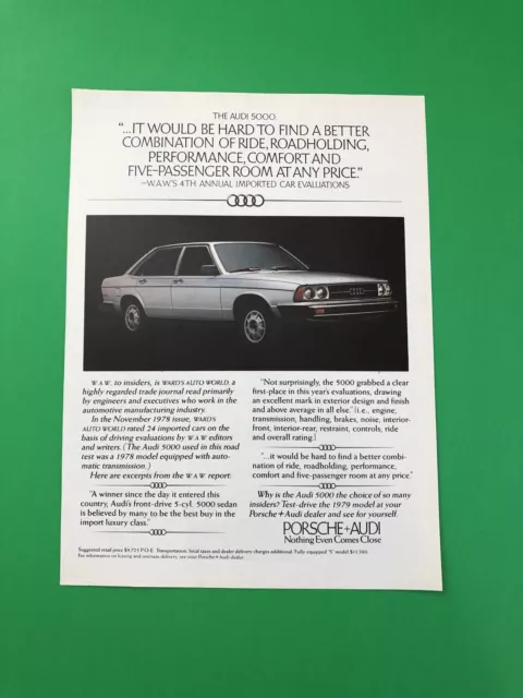 1979 1980 Audi 5000 Vintage Original Print Ad Advertisement Printed
