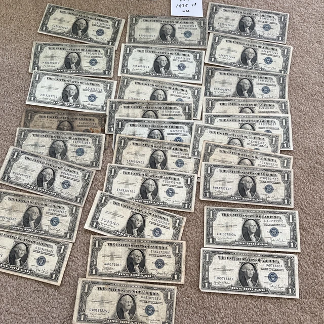 LOT OF 28 1935 Silver Certificates $1 United States Blue Seal Notes