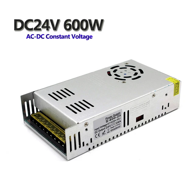 AC 110V/240V To DC 24V 25A 600W Switch Power Supply Driver Adapter For LED Strip