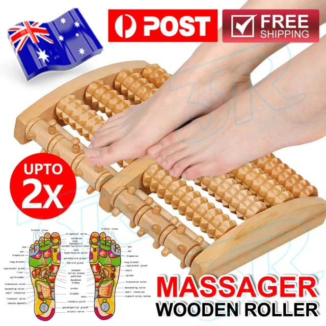 Wooden Foot Massager Roller Relieve Plantar Fasciitis Acupressure Massage Tool