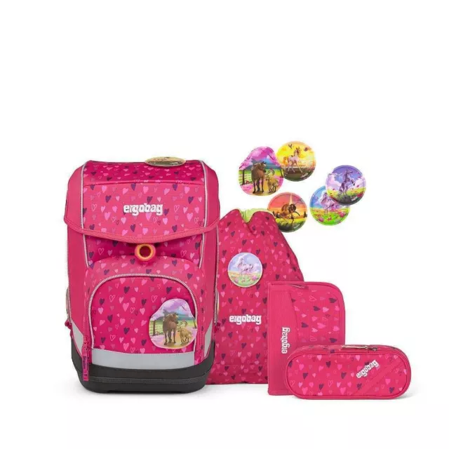 Ergobag Schulranzen Set 5 tlg. Cubo HufBäreisen, pink rosa, Pferd, Mädchen, NEU