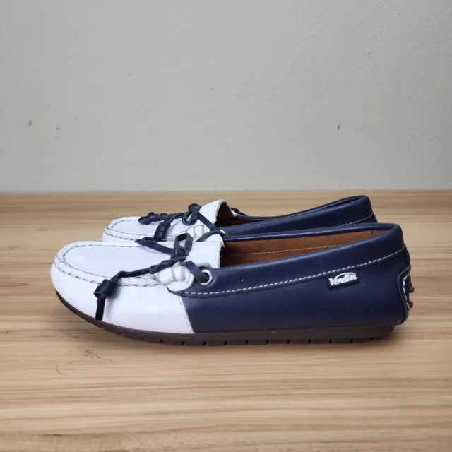 Venettini Kids White Blue Leather Slip On Driving Loafer Shoes Sz US 12.5 EU 30