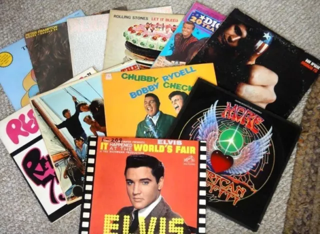 LOT 1970s vintage 11 ROCK & ROLL RECORD ALBUMS vinyl ELVIS DICK CLARK CHUBBY C