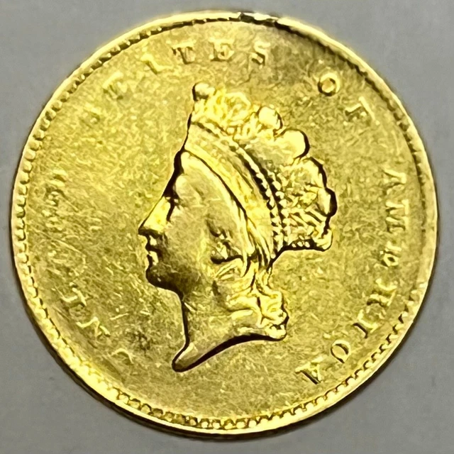 1854-1856 Type 2 $1 Indian Princess Small Head Gold Dollar: Love Token "BV"