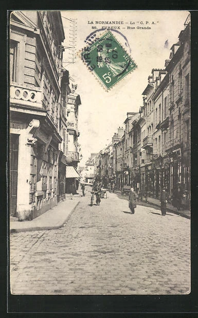 CPA Evreux, Rue Grande 1907