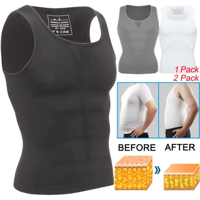 Slimming Mens Compression Vest Body Shaper Slim Chest Waist Belly Boobs Shirts