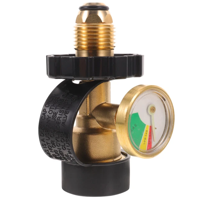 Gas Refill Adapter Stove Valve Propane with Pressure Gauge Tank