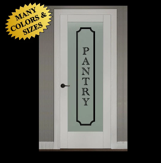 PANTRY VINYL WALL DECAL GLASS DOOR KITCHEN DECOR LETTERING FRAME SIGN Black etc