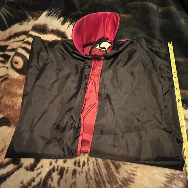 Black Velvet Hooded Cape Red Lined Inside UnderWraps Costume Vampire Halloween