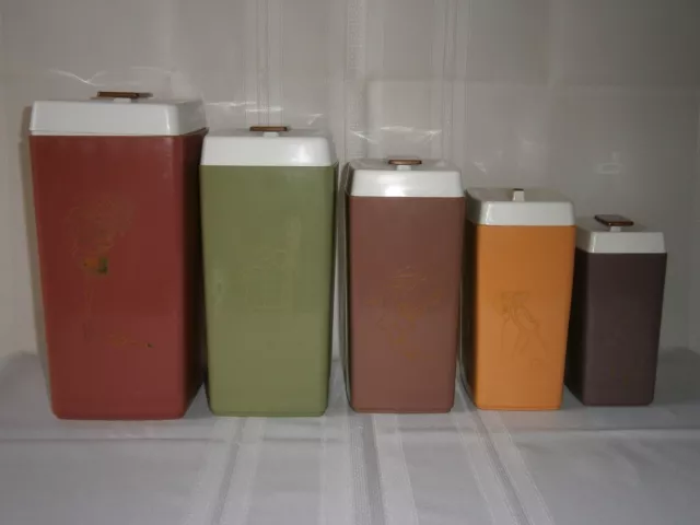 Mid-Century Vintage Nylex Harlequin Kitchen Canisters 1960-70's Australia.