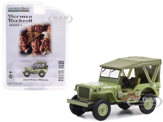 1945 Willys Mb Jeep Light Green "Us Army" 1/64 Diecast By Greenlight 54080 B