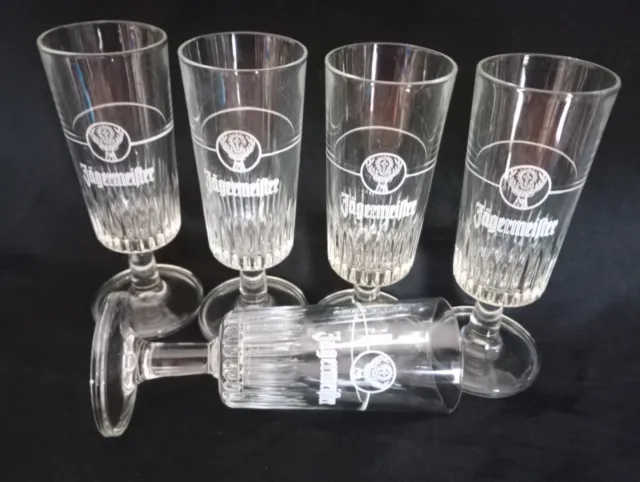 5 Bicchieri Jagermeister Amaro  Vintage Anni 80 Vetro Glass