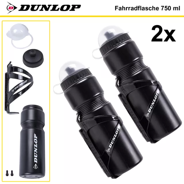 Fahrradflasche Trinkflasche Wasserflasche mit Halter 750ml Kunststoff 2 Stück