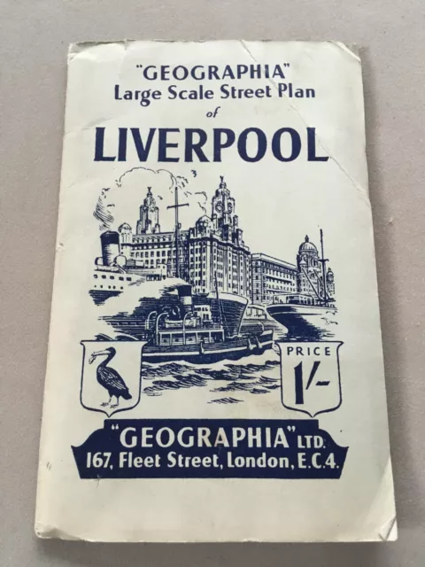 LIVERPOOL Large Scale Street Plan By Geographia c1940s