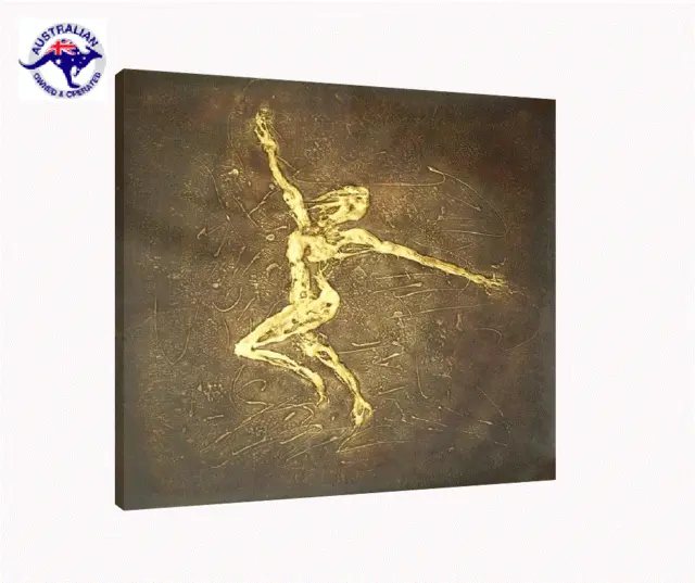 Large Abstract Oil Painting Modern Decor Hand Painted Gold Dancer (Not Framed)