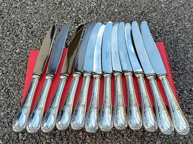 12 Couteaux De Table Frionnet Modèle Marly Métal Argenté – Lot Vintage Très Bon état