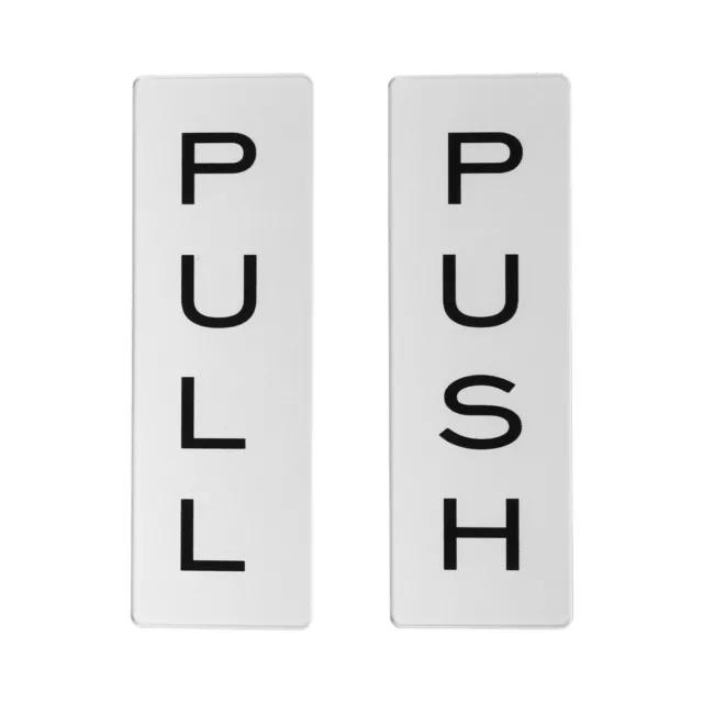 Insegna porta push push pull 5x1,7", 1 coppia acrilico autoadesivo tonalità argento/nero