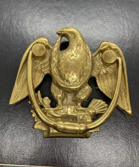 Vintage Patriotic American Eagle Solid Cast Brass Door Knocker 5”x5.5”