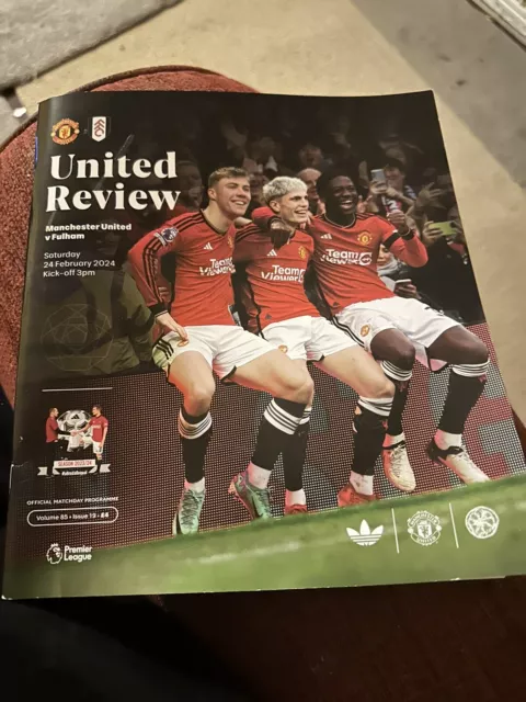 Manchester Man United Utd vs Fulham 2023/24 2024 FA Premier League Programme