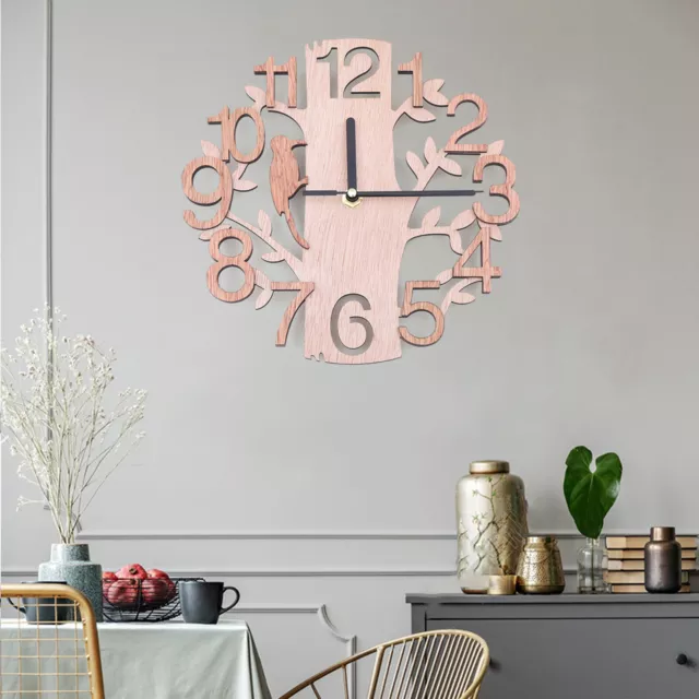 23 cm Wanduhr aus Holz Design Retro rustikal große Zahlen Wohnzimmer Uhr