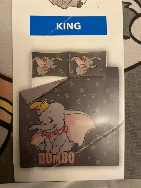 Juego de edredones reversibles Disney Dumbo King talla 100 % algodón - totalmente nuevo