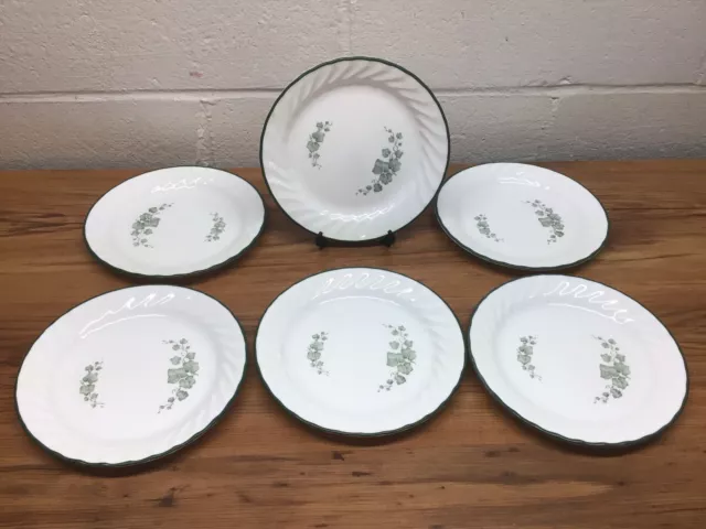 Vintage Corelle Callaway Green Swirl Ivy Lunch Salad Plate Set of 6