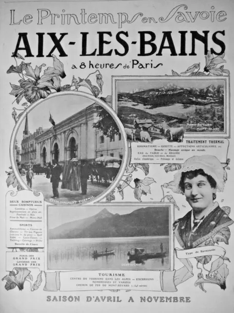 Publicité De Presse 1909 Le Printemps En Savoie Aix Les Bains 8H De Paris