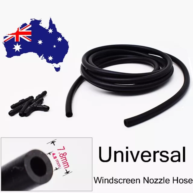 2m x 4mm  Windscreen Wiper Washer Jet Tube Pipe Hose BLACK RUBBER Washer Hose