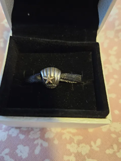 Pandora Sterling Silver and 14k Starfish Sea Shell Bead Charm 790249