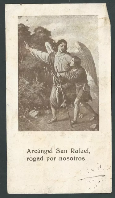 Estampa antigua de San Rafael Arcangel andachtsbild santino holy card santini