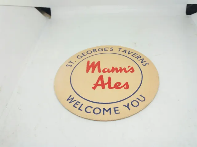 St Georges Taverns Manns Ales UK Vintage Beer Mat Coaster Two Sided