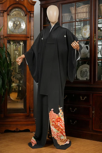 Dear Vanilla Japanese Silk Tomesode Kimono Women's Authentic Japan Vintage Mint
