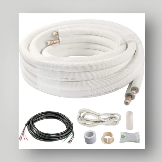 Icool 25ft Copper Pipes 1/4 & 1/2 inch 3/8 PE for Mini Split Air Cond. Insulated