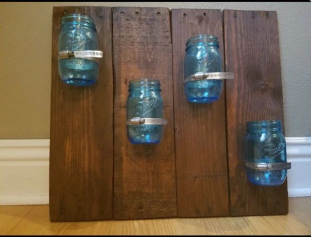 Reclaimed Repurposed Pallet Wood Mason Jar Rustic Sign