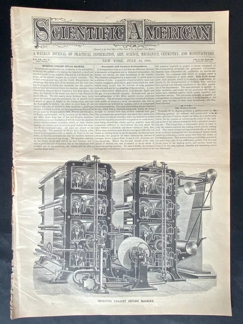 1888 VTG Scientific American Cover Page ~ Textile Mfg Pierron Drying Machine